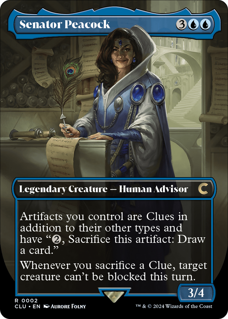 Senator Peacock (Borderless) [Ravnica: Clue Edition] | Dragon's Lair Comics and Fantasy Houston TX