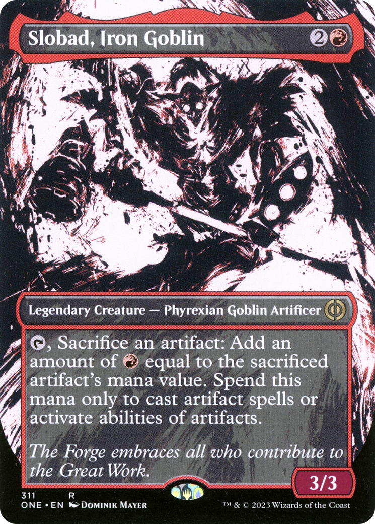 Slobad, Iron Goblin (Borderless Ichor) [Phyrexia: All Will Be One] | Dragon's Lair Comics and Fantasy Houston TX