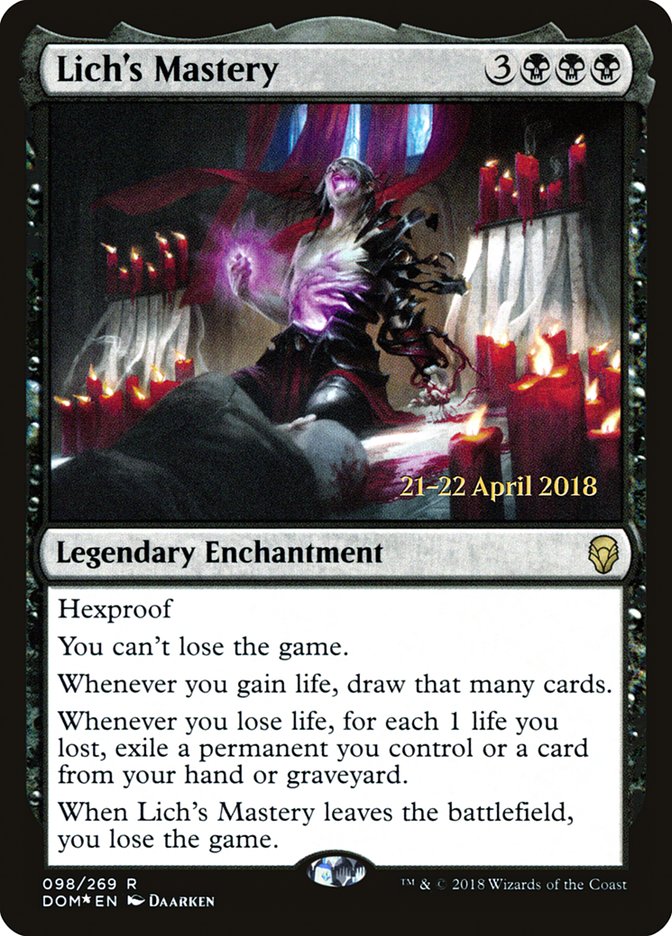 Lich's Mastery [Dominaria Prerelease Promos] | Dragon's Lair Comics and Fantasy Houston TX