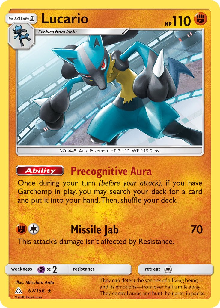 Lucario (67/156) (Theme Deck Exclusive) [Sun & Moon: Ultra Prism] | Dragon's Lair Comics and Fantasy Houston TX