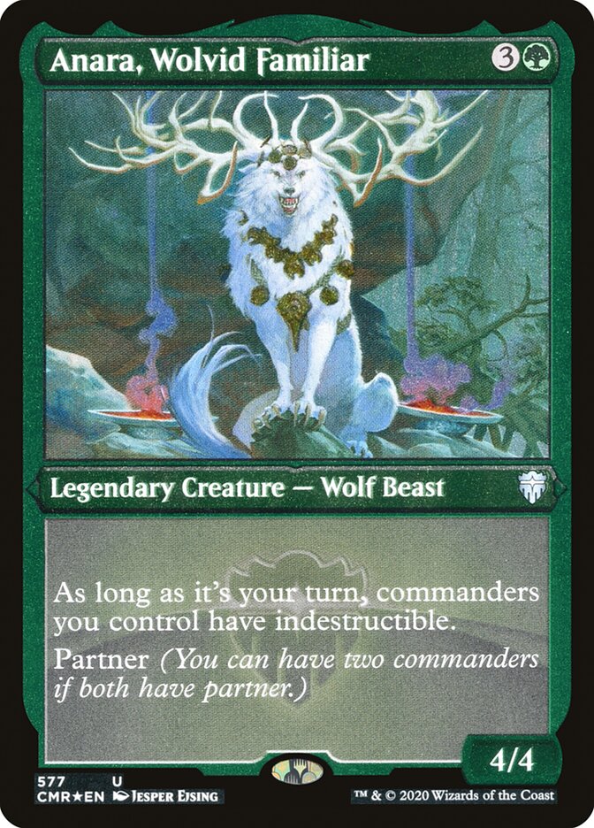 Anara, Wolvid Familiar (Etched) [Commander Legends] | Dragon's Lair Comics and Fantasy Houston TX