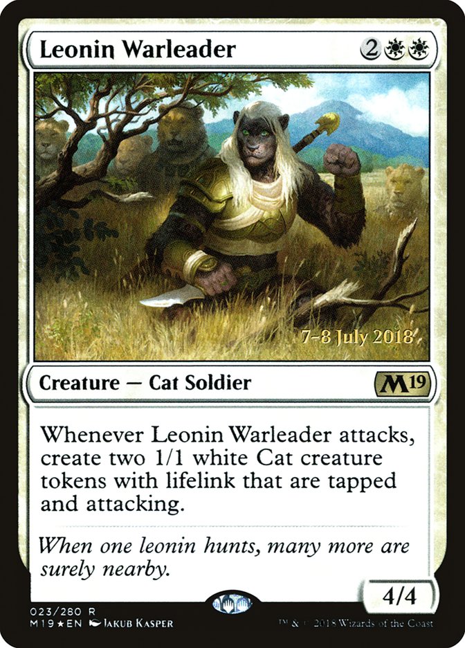Leonin Warleader [Core Set 2019 Prerelease Promos] | Dragon's Lair Comics and Fantasy Houston TX