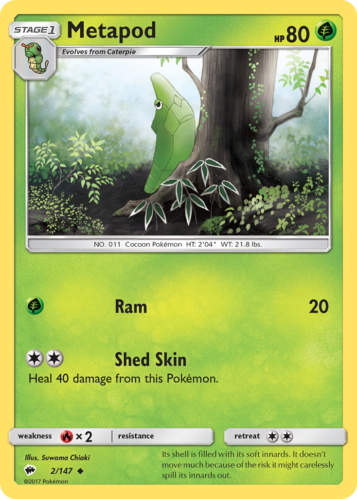 Metapod (2/147) [Sun & Moon: Burning Shadows] | Dragon's Lair Comics and Fantasy Houston TX