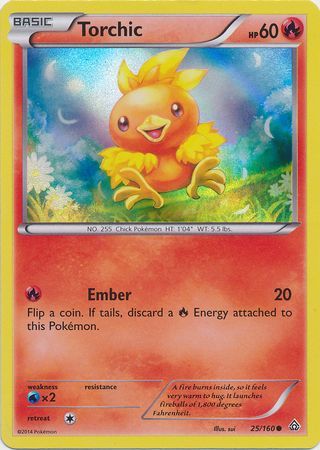 Torchic (25/160) (Sheen Holo) [XY: Primal Clash] | Dragon's Lair Comics and Fantasy Houston TX