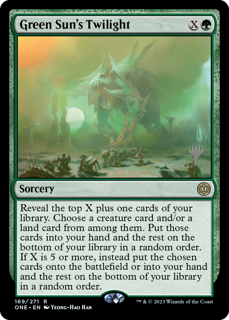 Green Sun's Twilight (Promo Pack) [Phyrexia: All Will Be One Promos] | Dragon's Lair Comics and Fantasy Houston TX