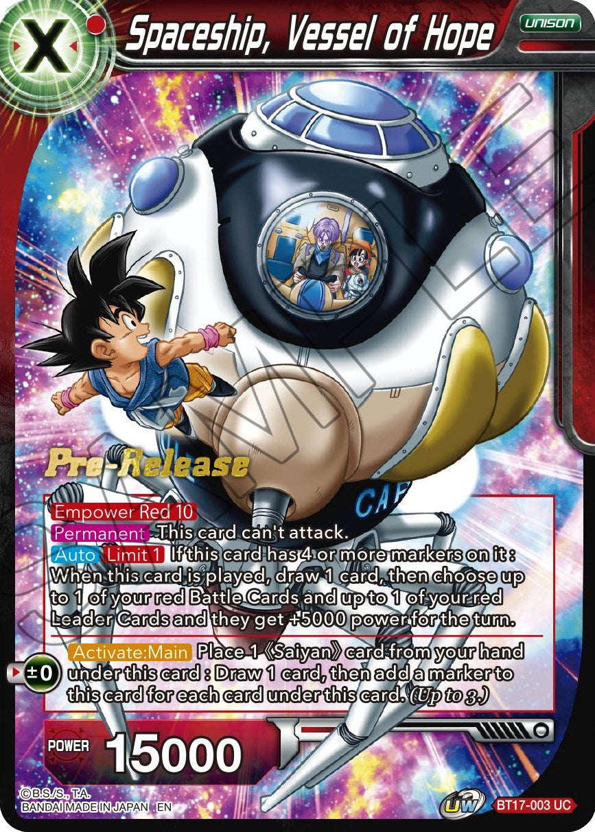 Spaceship, Vessel of Hope (BT17-003) [Ultimate Squad Prerelease Promos] | Dragon's Lair Comics and Fantasy Houston TX
