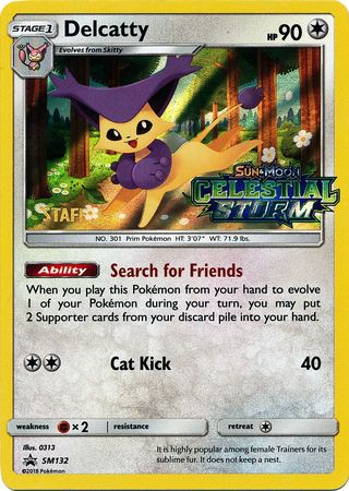 Delcatty (SM132) (Staff Prerelease Promo) [Sun & Moon: Black Star Promos] | Dragon's Lair Comics and Fantasy Houston TX