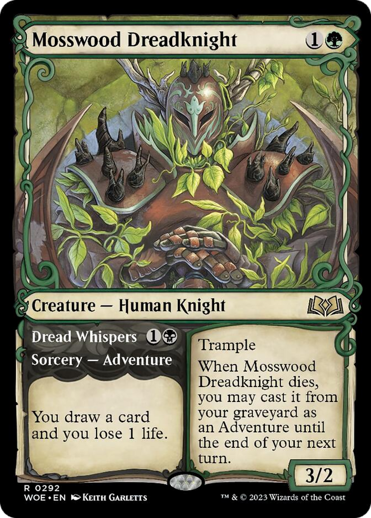 Mosswood Dreadknight // Dread Whispers (Showcase) [Wilds of Eldraine] | Dragon's Lair Comics and Fantasy Houston TX