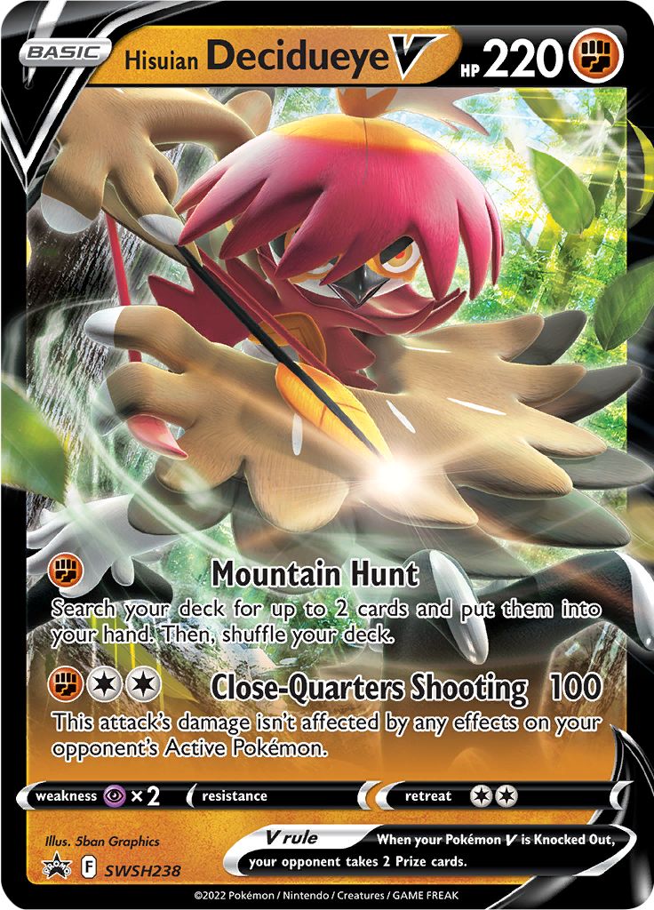 Hisuian Decidueye V (SWSH238) [Sword & Shield: Black Star Promos] | Dragon's Lair Comics and Fantasy Houston TX