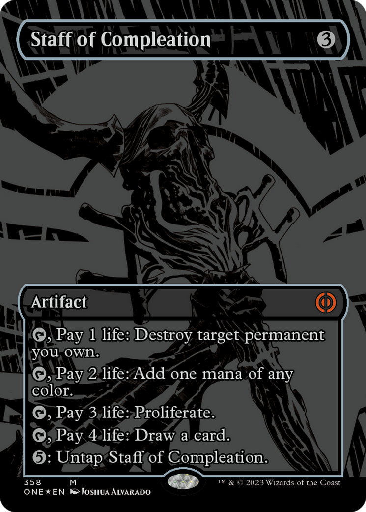 Staff of Compleation (Oil Slick Raised Foil) [Phyrexia: All Will Be One] | Dragon's Lair Comics and Fantasy Houston TX