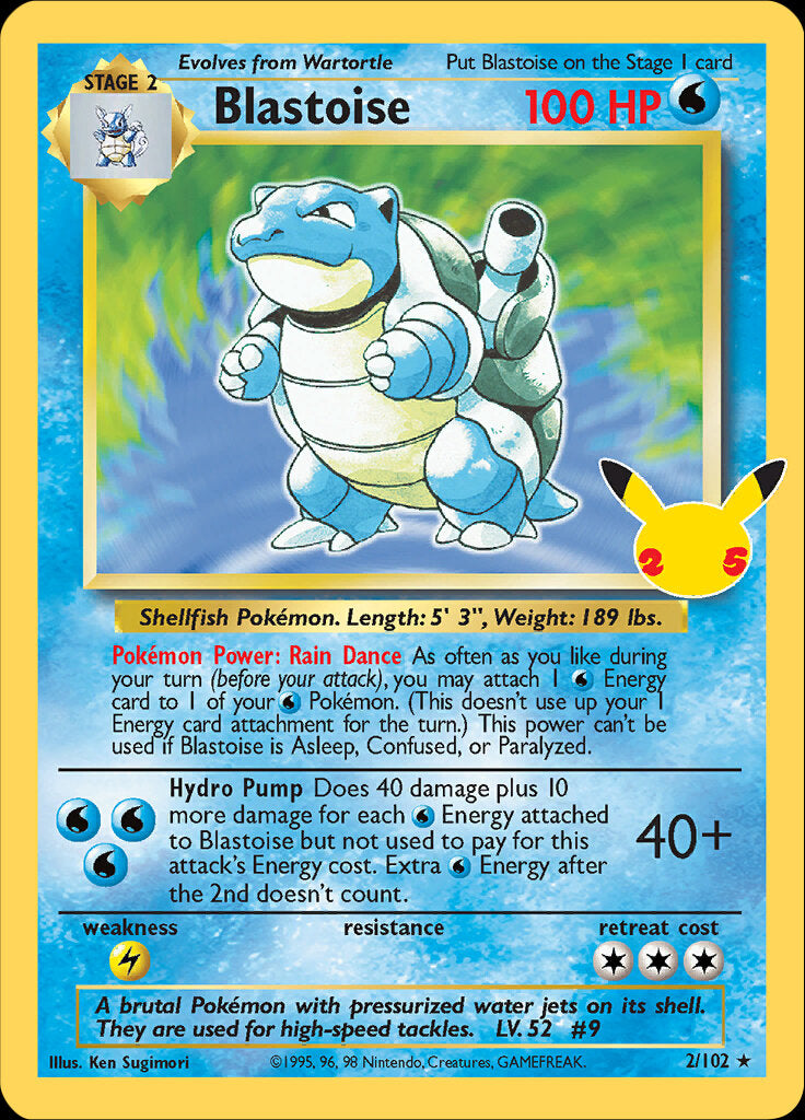 Blastoise (2/102) [Celebrations: 25th Anniversary - Classic Collection] | Dragon's Lair Comics and Fantasy Houston TX