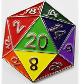 Foam Brain Pin: D20 Rainbow | Dragon's Lair Comics and Fantasy Houston TX