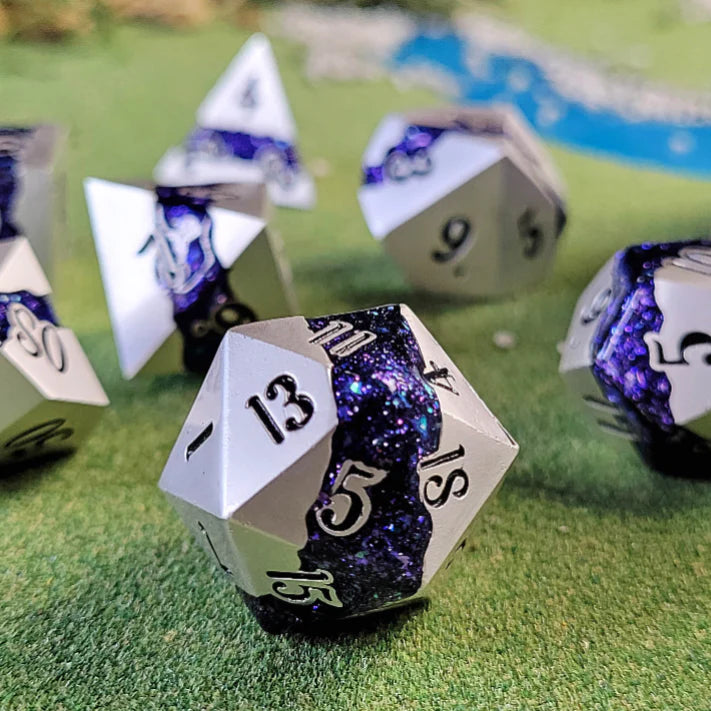Forged Gaming Poly 7 Metal Dice Set: Galactic Flume | Dragon's Lair Comics and Fantasy Houston TX