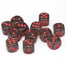 Chessex Translucent 16mm D6 Smoke With Red 12 ct | Dragon's Lair Comics and Fantasy Houston TX