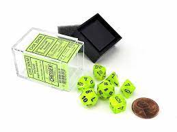 Chessex Vortex Mini Bright Green With Black Poly 7 Set | Dragon's Lair Comics and Fantasy Houston TX
