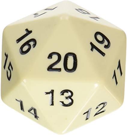 Koplow 55mm Ivory and Black Countdown D20 | Dragon's Lair Comics and Fantasy Houston TX
