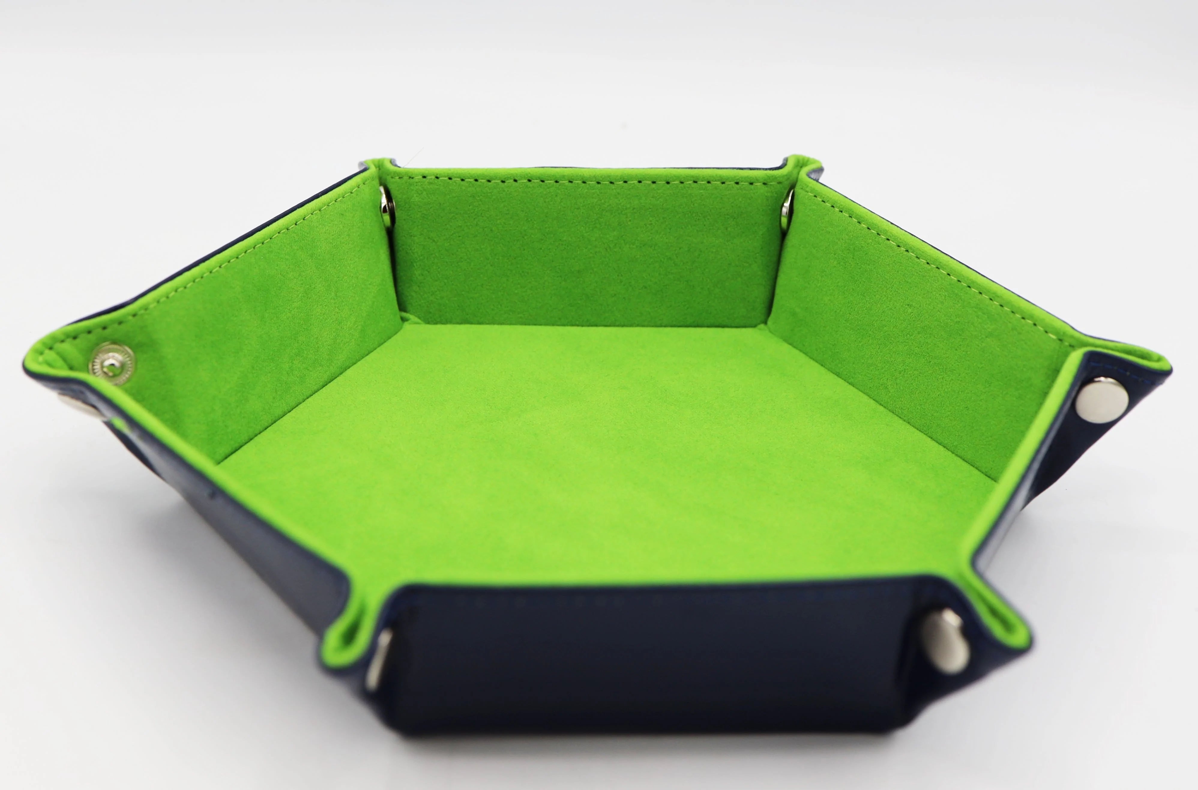 Foam Brain Folding Hexagonal Dice Tray Navy Blue With Green | Dragon's Lair Comics and Fantasy Houston TX