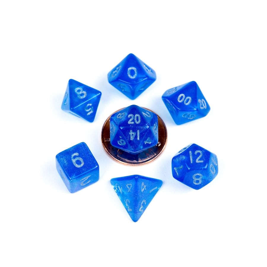 MDG Poly 7 Set: Stardust Blue with Silver | Dragon's Lair Comics and Fantasy Houston TX