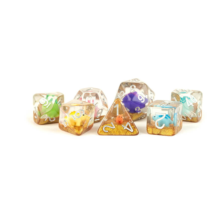 MDG 16mm Resin Poly Dice Set: Rainbow Dino Dice | Dragon's Lair Comics and Fantasy Houston TX