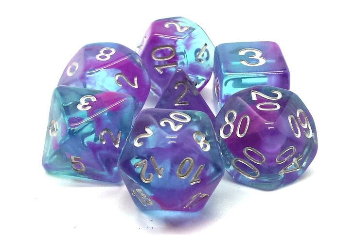 Old School Dice Nebula Aquarium Poly 7 Set | Dragon's Lair Comics and Fantasy Houston TX