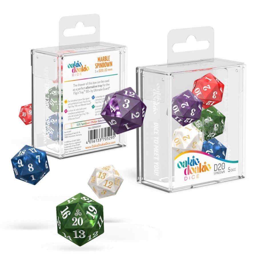 Oakie Doakie Dice: D20 Spindown Set - Marble (5CT) | Dragon's Lair Comics and Fantasy Houston TX