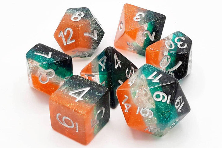 Old School Dice Gradients Oh Clementine Poly 7 Set | Dragon's Lair Comics and Fantasy Houston TX