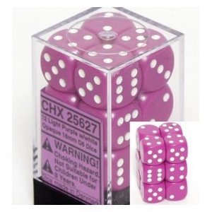 Chessex Opaque Light Pink with White 16mm d6 Set | Dragon's Lair Comics and Fantasy Houston TX