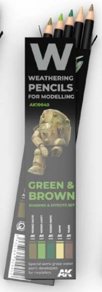 Weathering Pencils for Modelling: Green & Brown Shading & Effects Set (5) | Dragon's Lair Comics and Fantasy Houston TX
