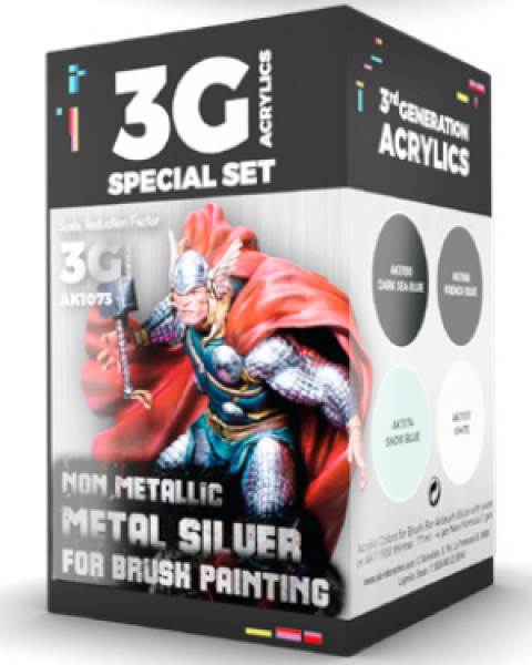 AK-Interactive: 3rd Gen Acrylics - Wargame Colors Non Metallic Metal Silver Set | Dragon's Lair Comics and Fantasy Houston TX