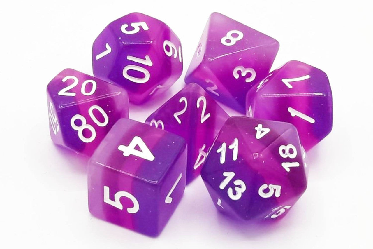 Old School Dice Gradients - Purple Aurora Poly 7 Set | Dragon's Lair Comics and Fantasy Houston TX