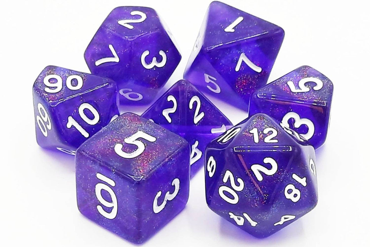 Old School Dice Galaxy - Purple Shimmer Poly 7 Set | Dragon's Lair Comics and Fantasy Houston TX
