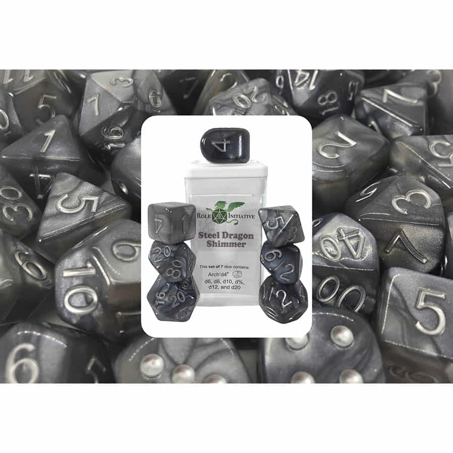 Role 4 Initiative Steel Dragon Shimmer Poly 7 Dice Set | Dragon's Lair Comics and Fantasy Houston TX