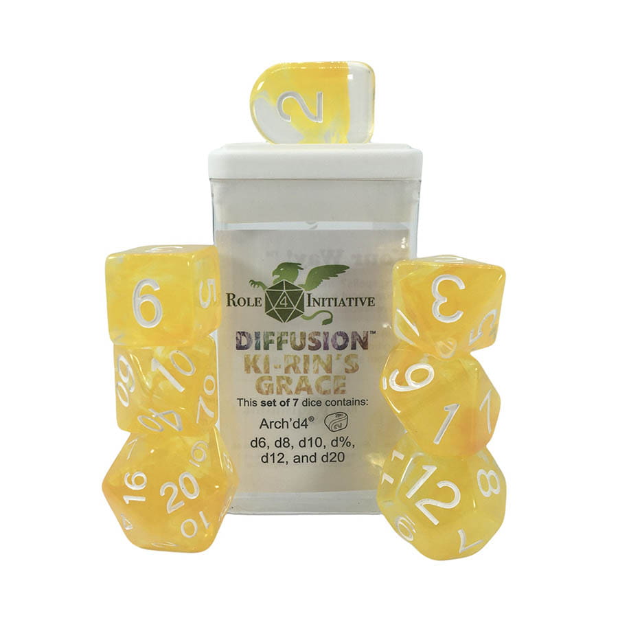 Roll 4 Initiative Diffusion Ki-Rin's Grace Poly 7 Dice Set | Dragon's Lair Comics and Fantasy Houston TX