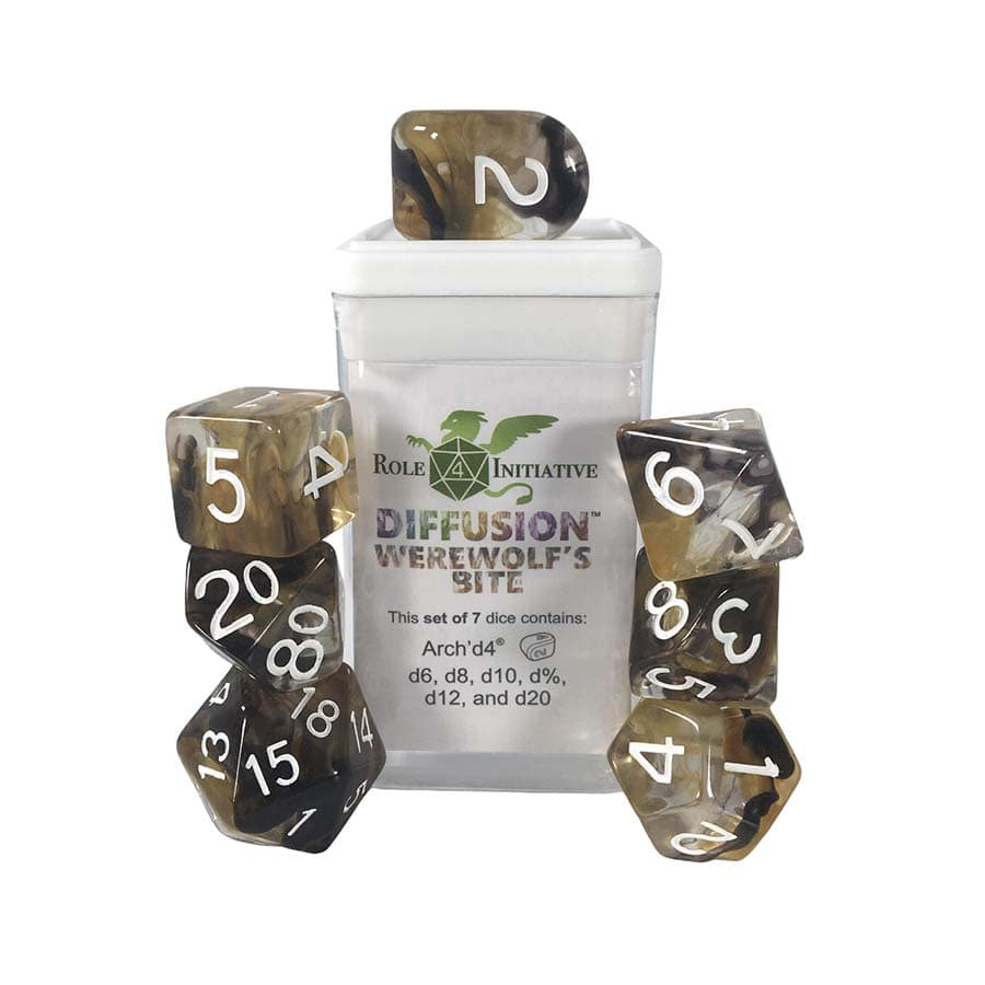 Roll 4 Initiative Diffusion Werewolf's Bite Poly 7 Dice Set | Dragon's Lair Comics and Fantasy Houston TX