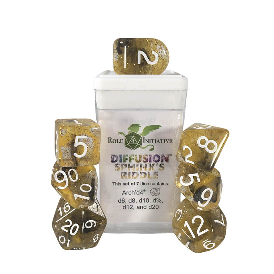 Roll 4 Initiative Diffusion Sphinx's Riddle Poly 7 Dice Set | Dragon's Lair Comics and Fantasy Houston TX