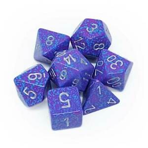 Chessex Tetra Blue and Red with Silver Poly 7 Set | Dragon's Lair Comics and Fantasy Houston TX