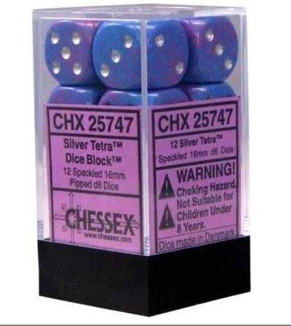 Chessex Speckled: 16mm D6 Silver Tetra (12) | Dragon's Lair Comics and Fantasy Houston TX