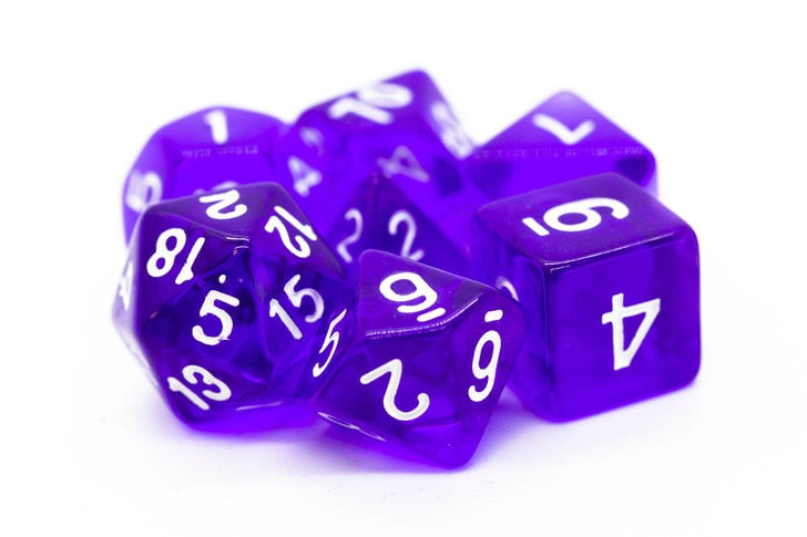 Old School Dice Traslucent Purple Poly 7 Set | Dragon's Lair Comics and Fantasy Houston TX