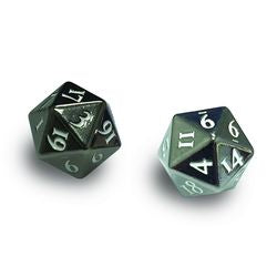 Heavy Metal d20 Pair Gunmetal and White | Dragon's Lair Comics and Fantasy Houston TX