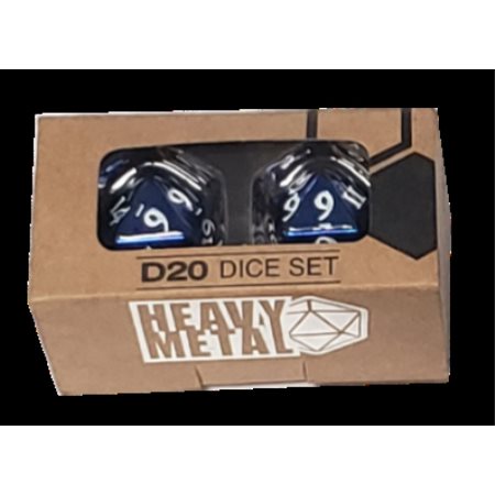 ULTRA PRO: HEAVY METAL DICE - D20 SET OF 2 BLUE WITH WHITE NUMBERS | Dragon's Lair Comics and Fantasy Houston TX