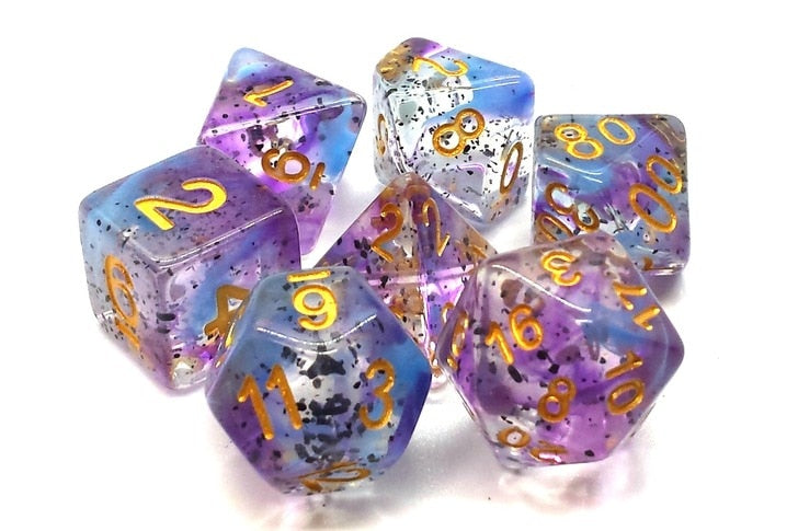 Old School Dice Particle Volcanic Lightning Poly 7 Set | Dragon's Lair Comics and Fantasy Houston TX