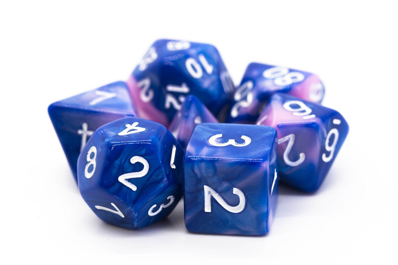 Old School Dice Vorpal Blue Pink Poly 7 Set | Dragon's Lair Comics and Fantasy Houston TX