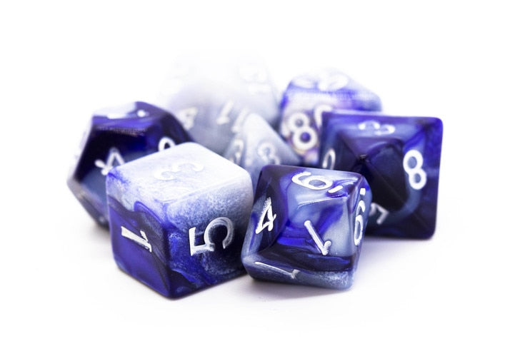 Old School Dice Vorpal Purple Gray Poly 7 Set | Dragon's Lair Comics and Fantasy Houston TX