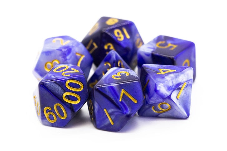 Old School Dice Vorpal Purple Grey Gold Poly 7 Set | Dragon's Lair Comics and Fantasy Houston TX