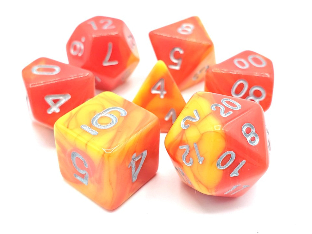Old School Dice Vorpal - Red and Yellow Poly 7 Set | Dragon's Lair Comics and Fantasy Houston TX